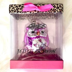 Betsey Johnson Blown Glass Christmas Owl Ornament (NEW!)